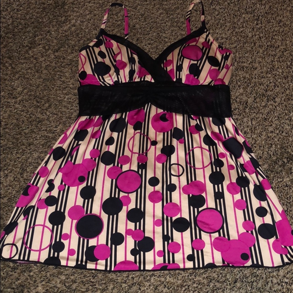 Pink and Black Polka Dot Blouse